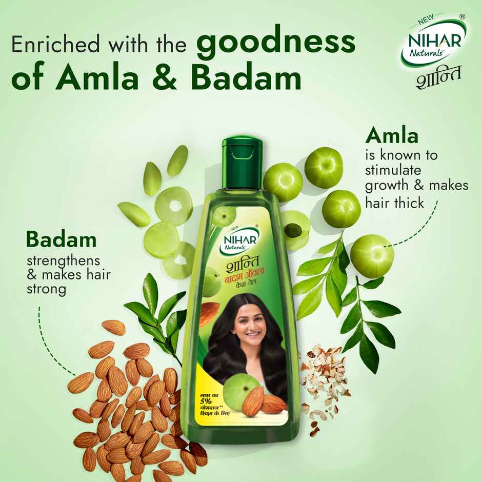 Nihar Shanti Amla And Badam Hair Oil For Black Silky And Stronger Hair
