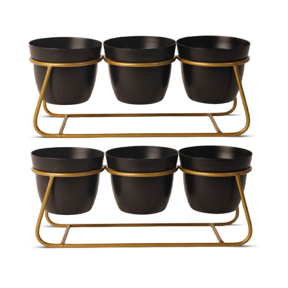 Peng Essentials Reva Home Decor Vase with Stand, Flower Pot - Black - Indoor Planter