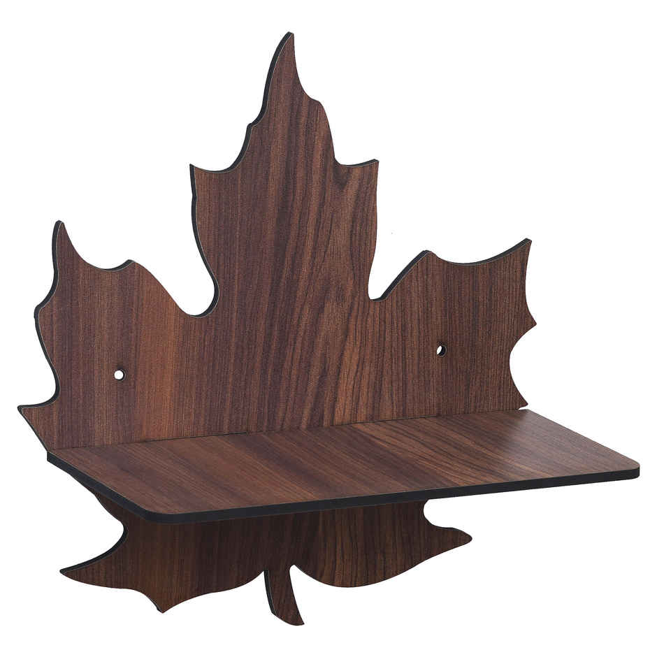 eCraftIndia Brown Leaf Shape Designer Wooden Wall Shelf