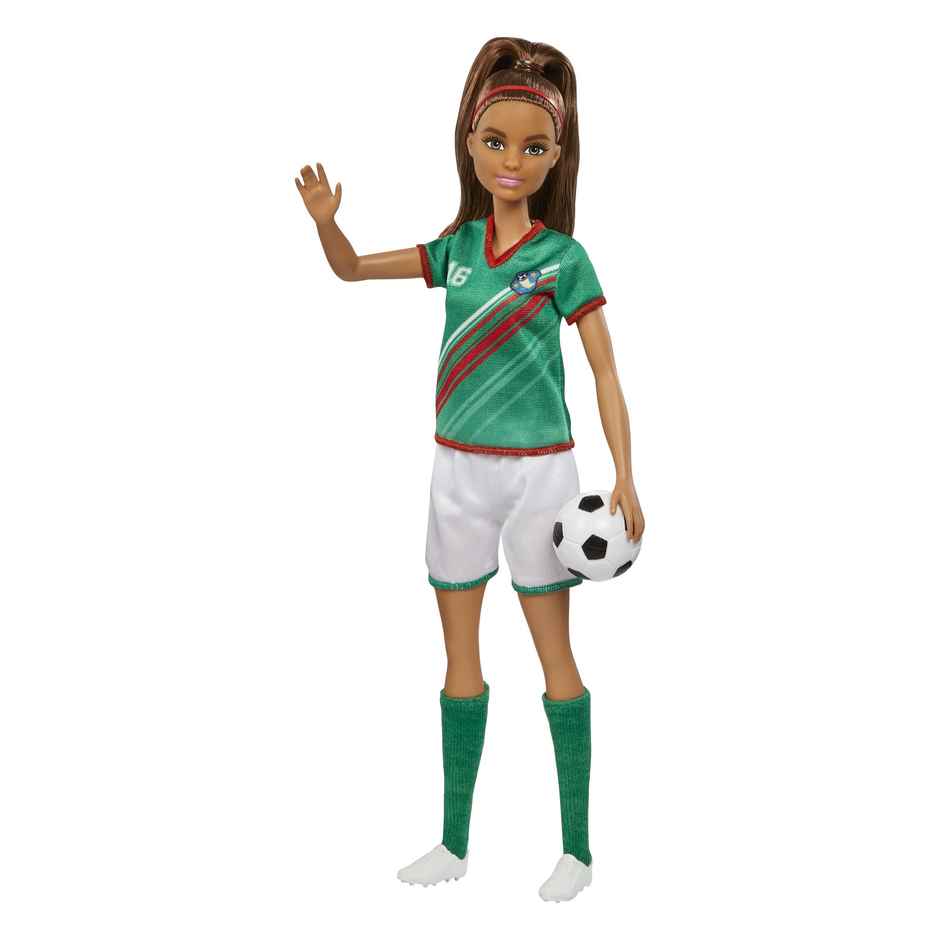 Barbie Soccer Doll - Brunette Ponytail|Colorful Uniform|Soccer Ball|Cleats|Tall Socks|Great Sports