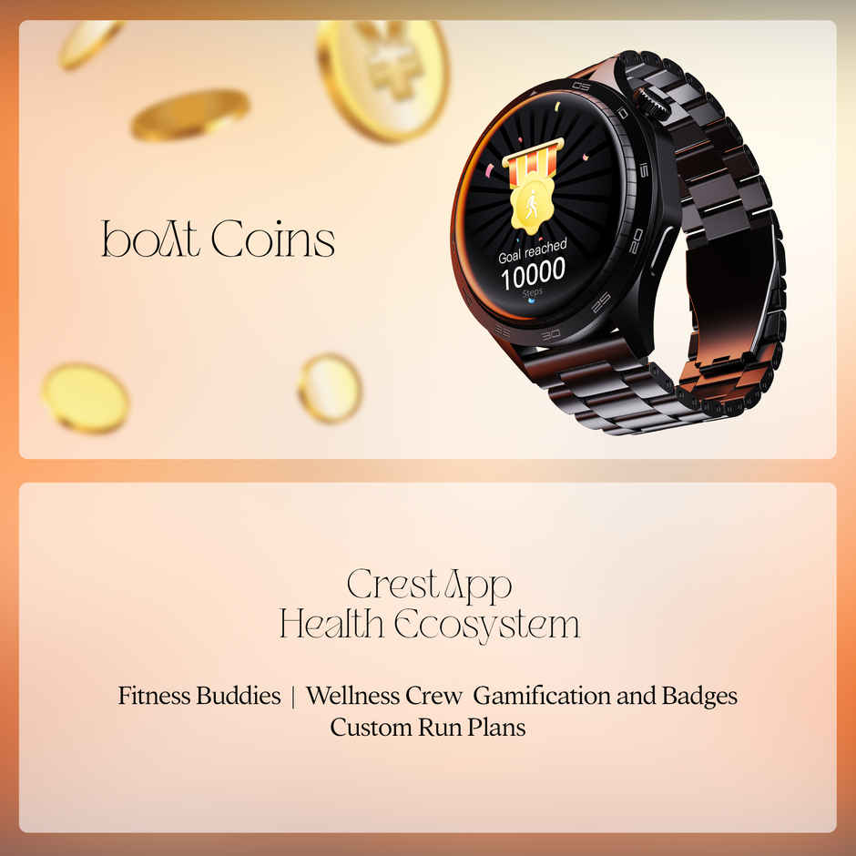 boAt Enigma Radiant Smartwatch | 1.43" AMOLED Display | Functional Crown - Metal Black