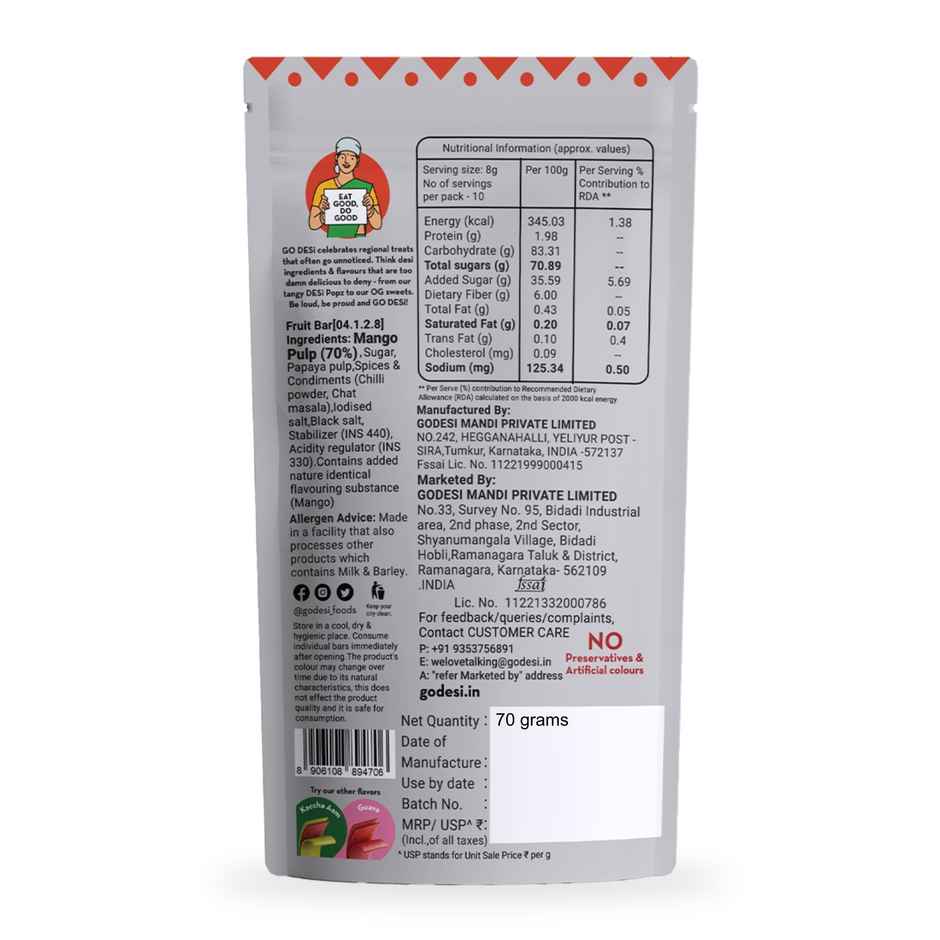 Go Desi Real Aam Fruti Twist Fruit Bar (70g) & Go Desi Kaccha Aam Fruti Twist Fruit Bar (70g) Combo