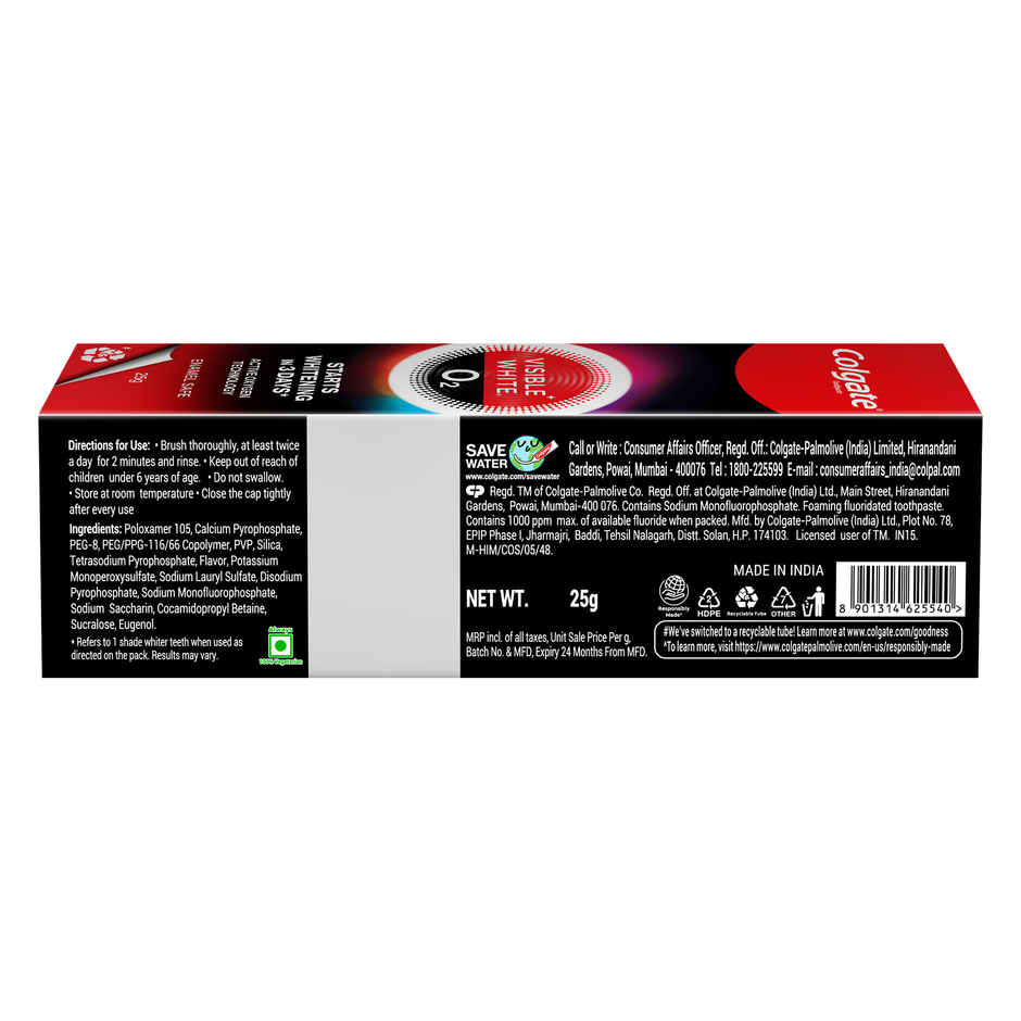 Colgate Visible White O2 Teeth Whitening Toothpaste