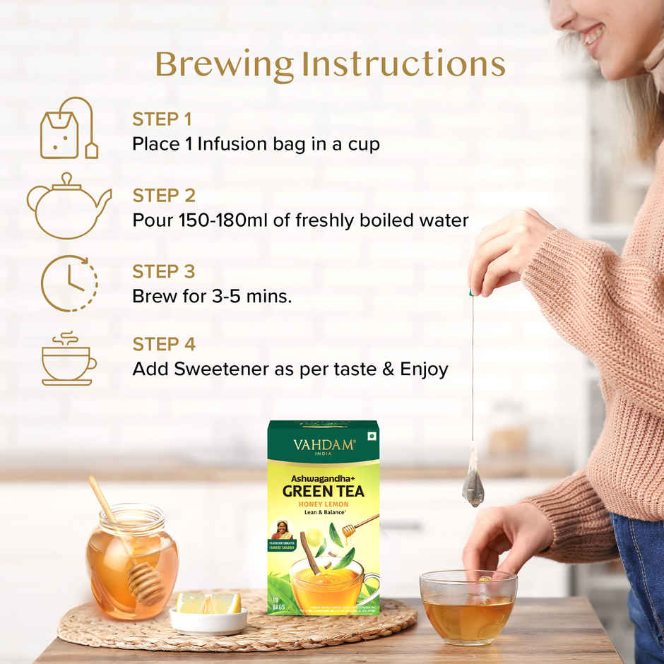 Vahdam Ashwagandha Green Tea Honey Lemon