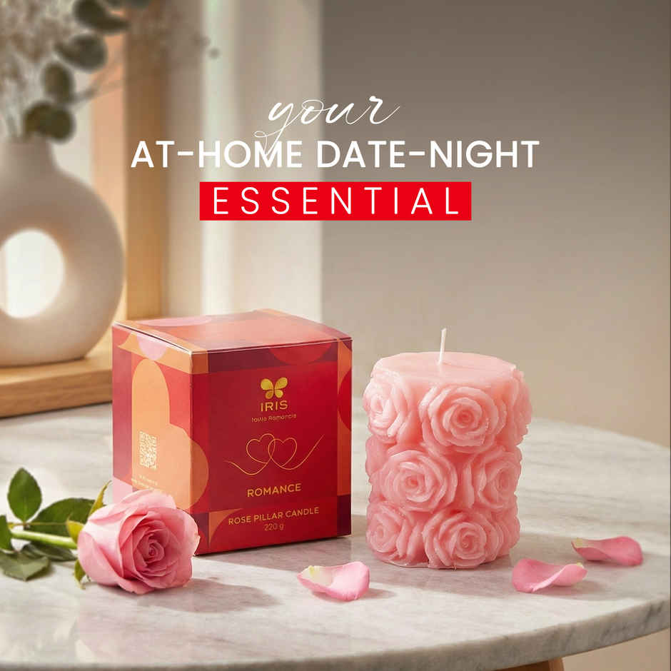 Whispering Rose Pillar Candle | Romance Fragrance | Burns up to 20 Hours | IRIS