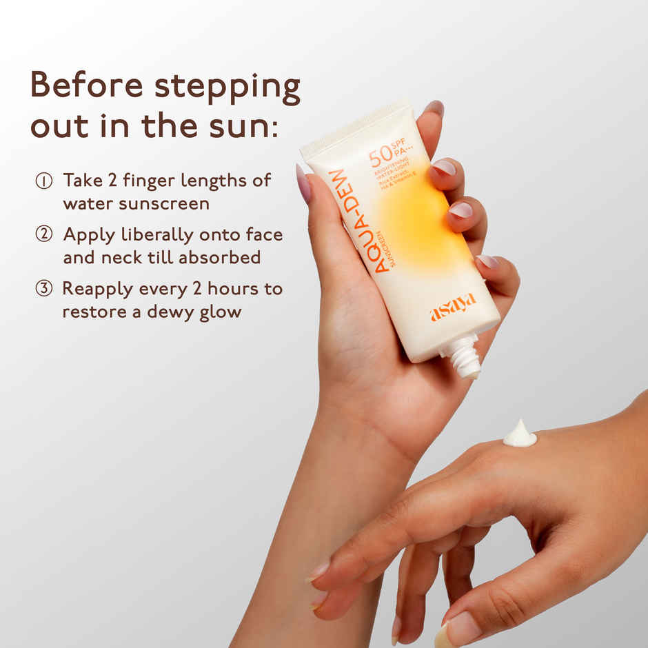 Asaya In-Vivo Tested Spf 50 Lightweight Dewy Water Sunscreen |  Vitamin E,  No White Cast