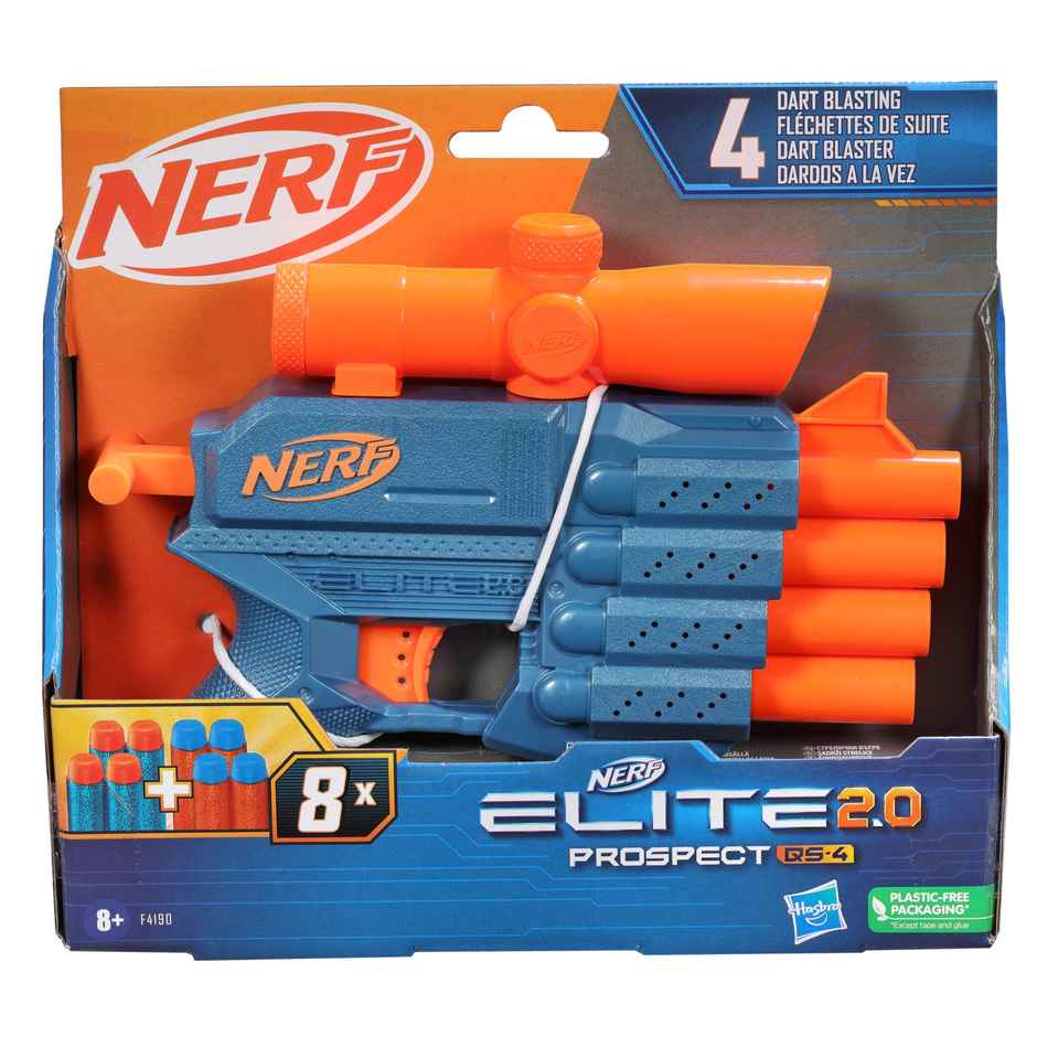 Nerf Elite 2.0 Prospect QS-4 Blaster | 8 Nerf Elite Darts | 4-Dart Blasting | Toy Gun
