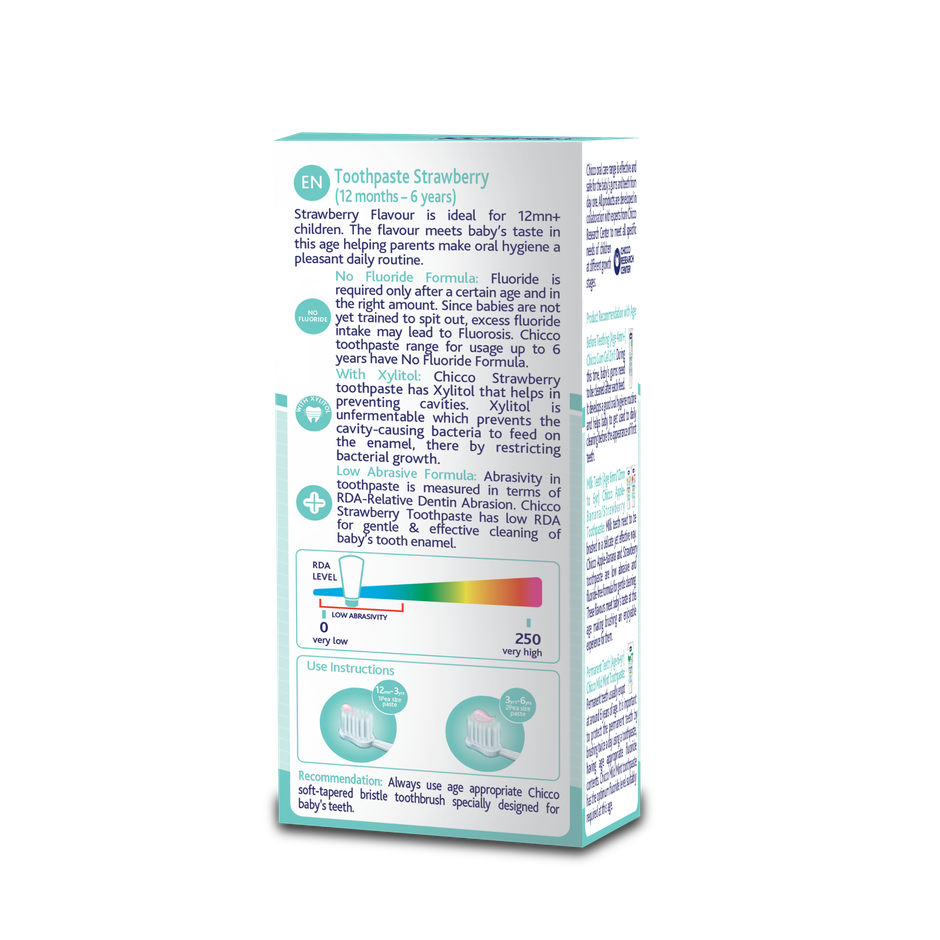 Chicco Toothpaste Strawberry 1-6Y Nofluoride