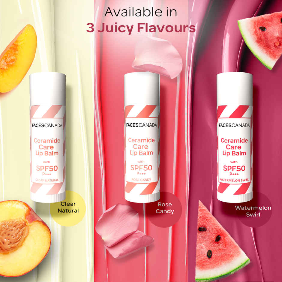 FACES CANADA Ceramide Care Lip Balm | SPF 50 | Hydrates Dry & Chapped Lips - Rose Candy 02