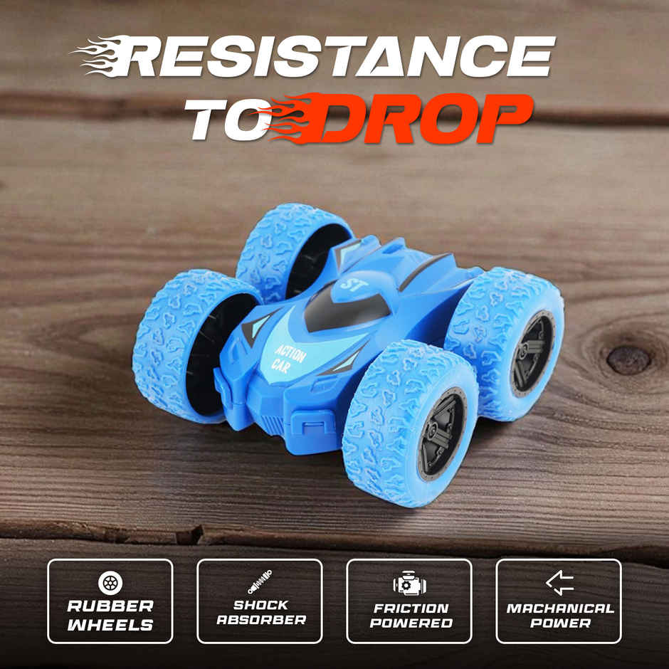 SEEDO No Battery Mechanical and Friction Power Small Stunt Action Car | Blue