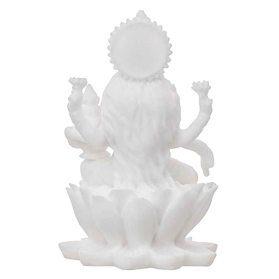 White Resin Goddess Laxmi Idol Sitting on Lotus- Laxmi Murti for Diwali | eCraftIndia