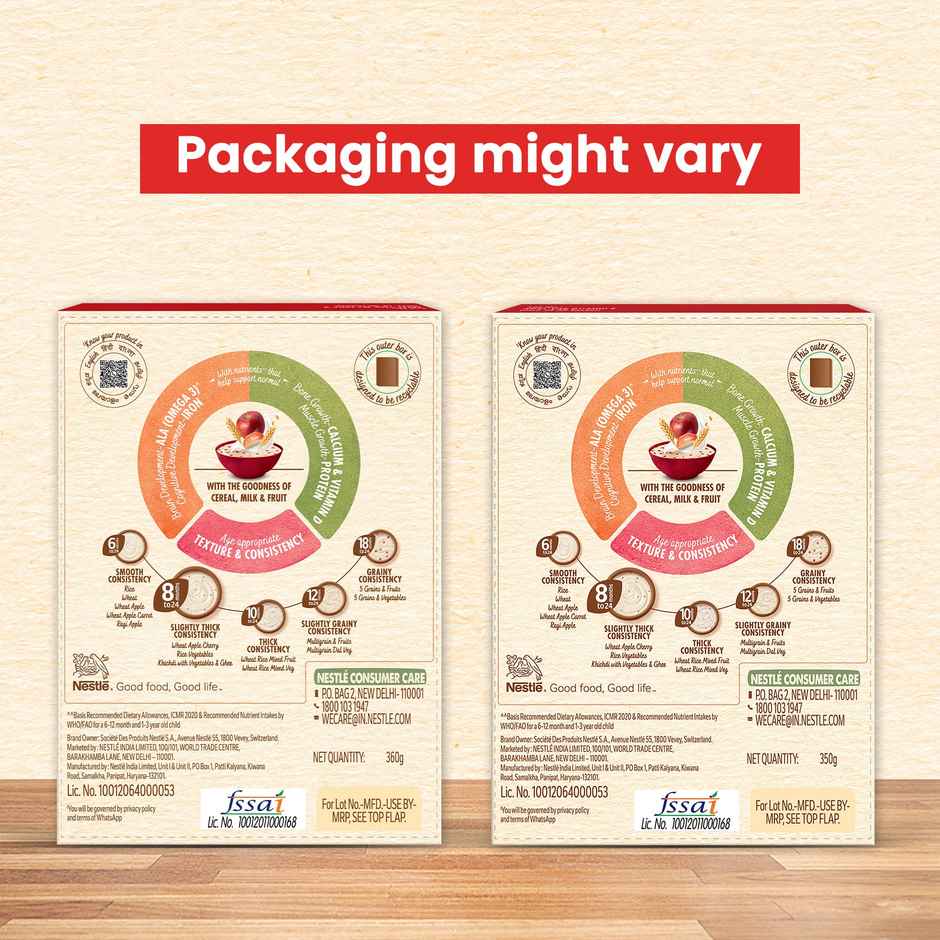 Nestle CERELAC Wheat Apple Cherry Baby Food Cereal, No Refined Sugar & No Preservatives, 8 to 24 Months