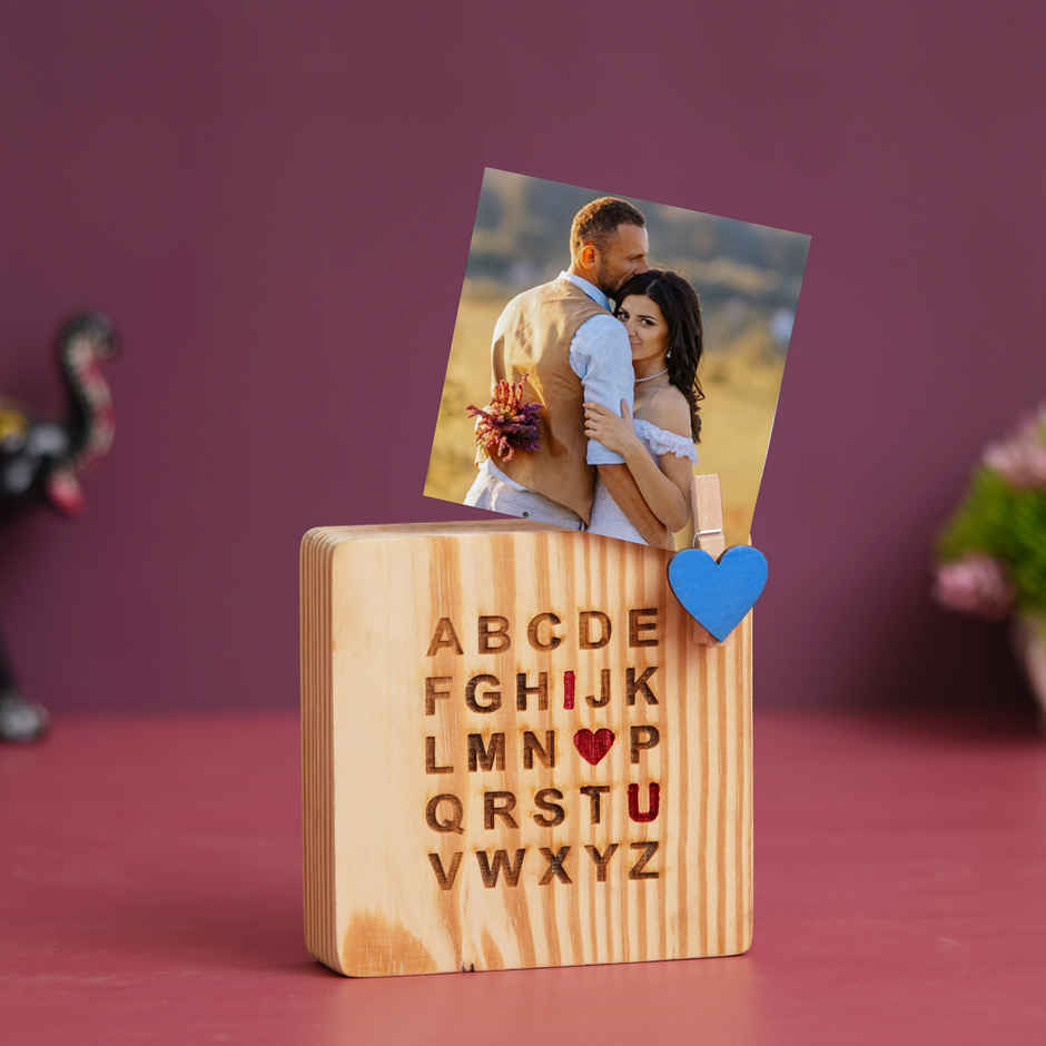I Love You Heart Alphabet Wooden Photo Frame Gift | eCraftIndia