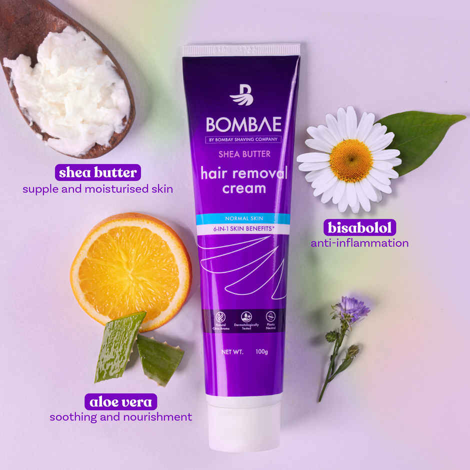 Bombae Shea Butter & Rose Detan Hair Removal Cream - Salon Smooth and Glowing Skin