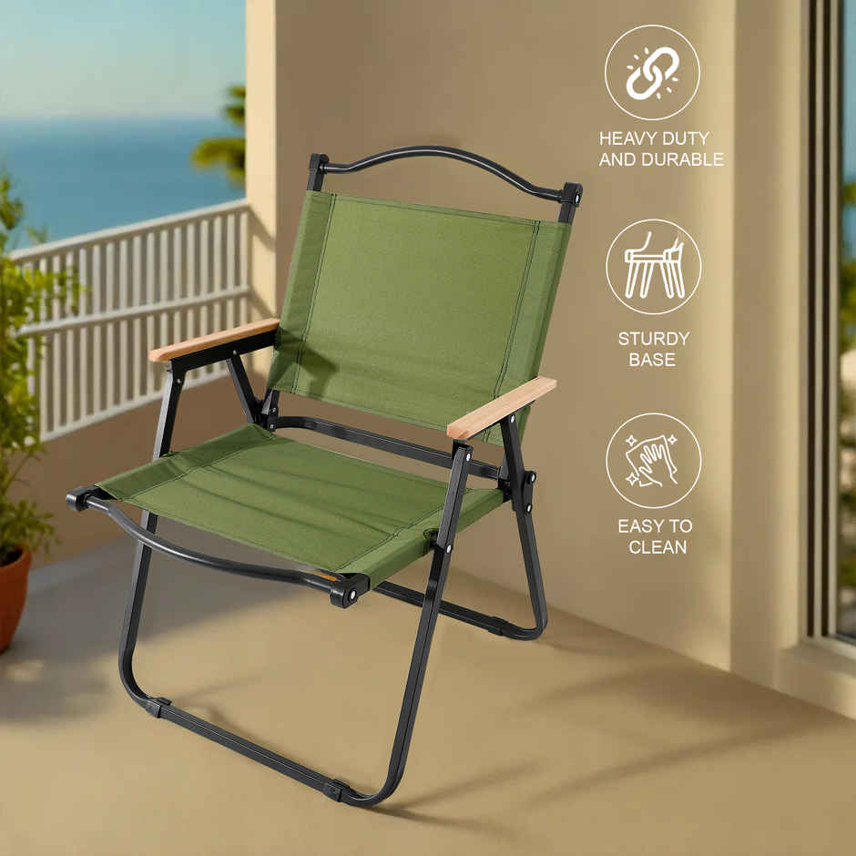 Kuber Industries Portable Foldable Travel Chair | Camping Cloth Kurchi | Green