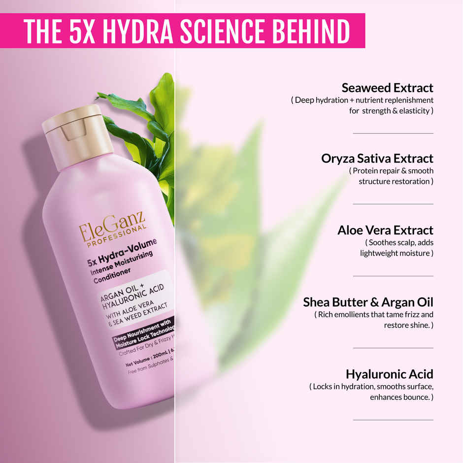 EleGanz Professional 5X Hydra-Volume Intense Moisturising Conditioner with Shea Butter