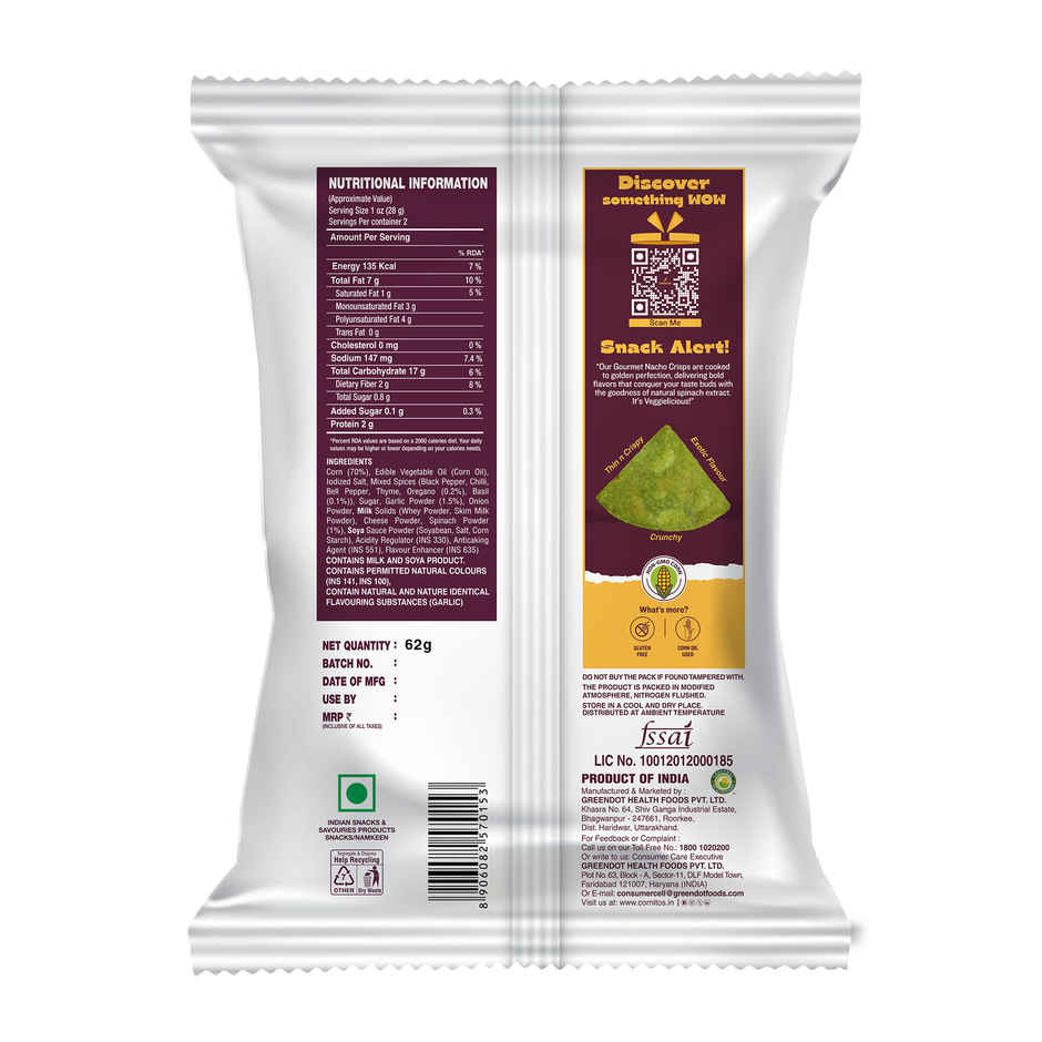 Cornitos Nacho Chips - Spinach 
