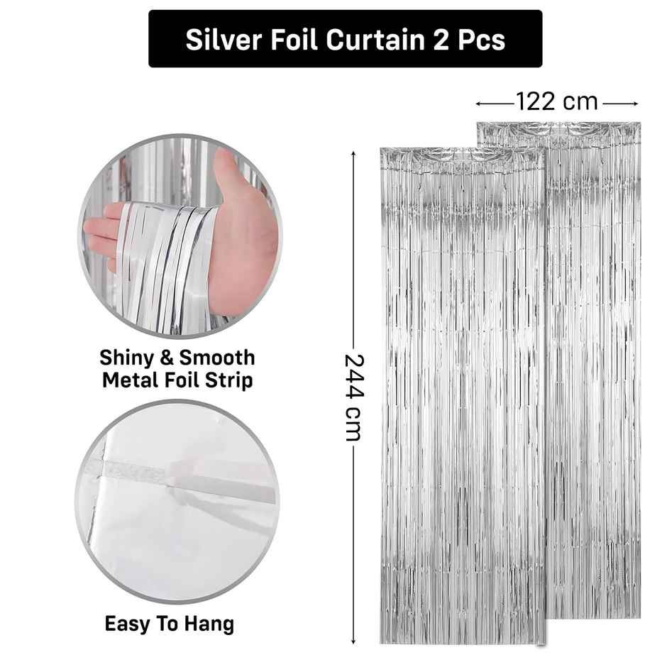 Silver Foil Curtain | Pack of 2 | Party Propz