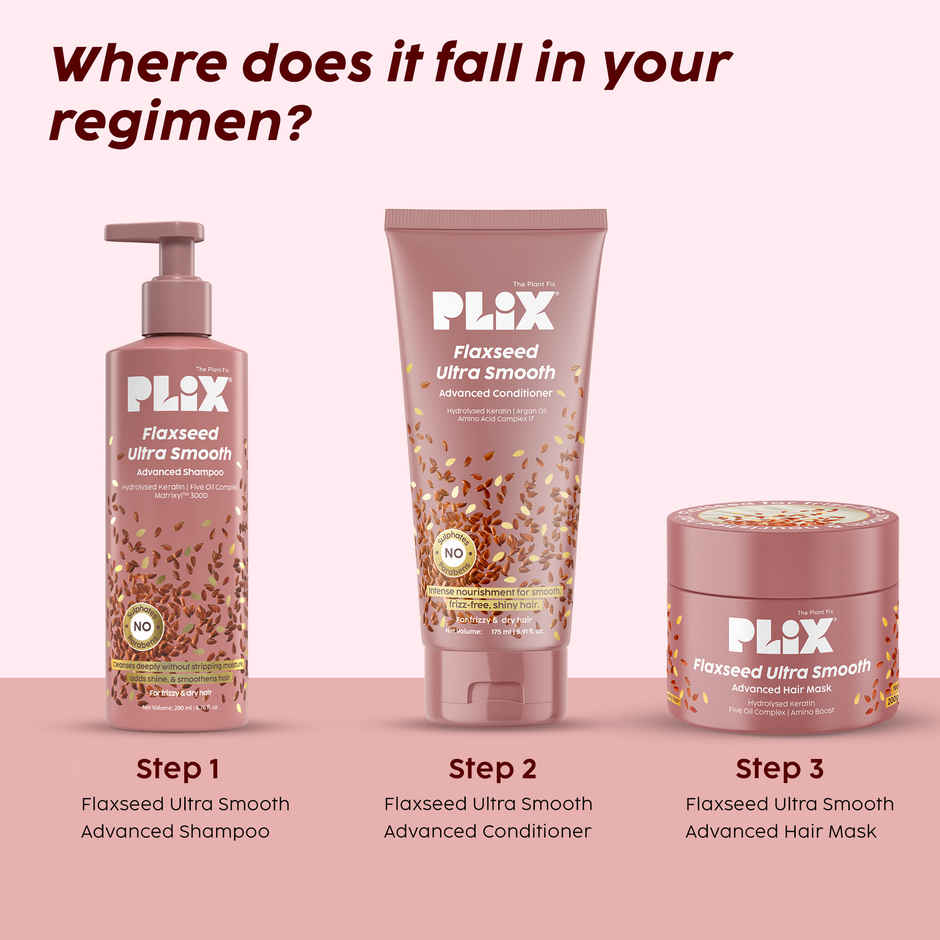 PLIX Flaxseed Keratin Smoothening Mask, Shampoo & Conditioner