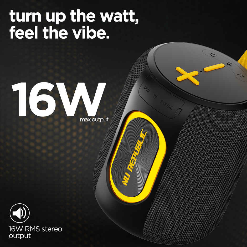 Nu Republic Sonicpop 2000 Wireless Speaker | 14 Hr Playtime | 66 mm Drivers | RGB Lights | Black