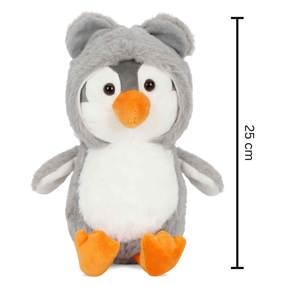 Mirada Grey Super Soft Hoodie Penguin Soft Toy - 25Cm