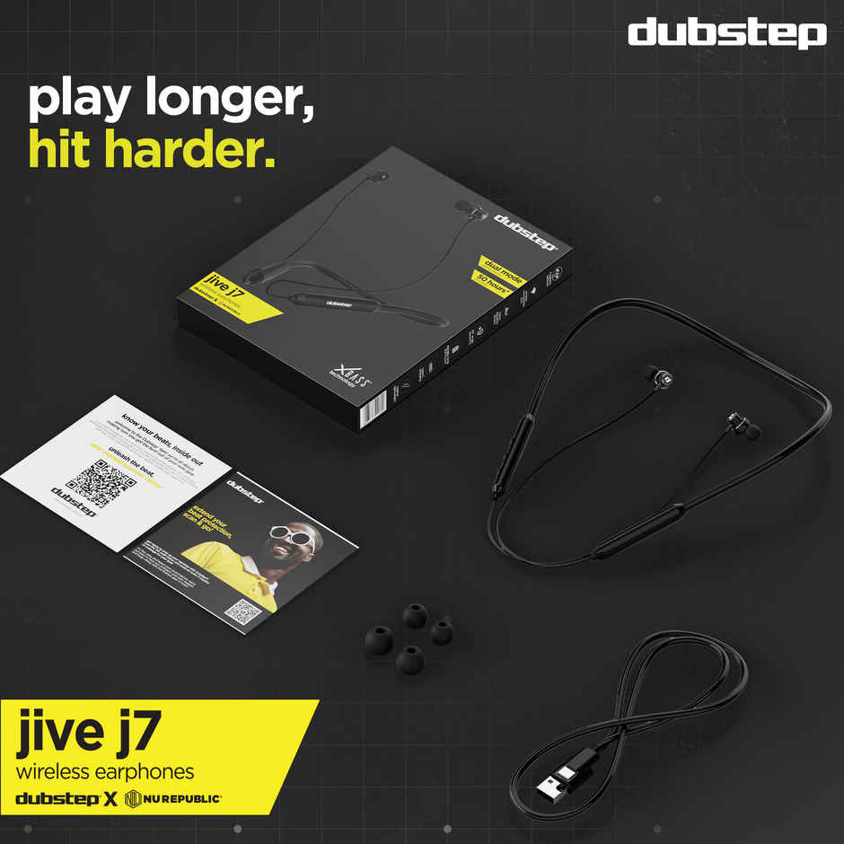 Dubstep Jive J7 Wireless Earphones with Mic | Upto 50 Hrs Playtime | ENC | BT v5.4 | Black