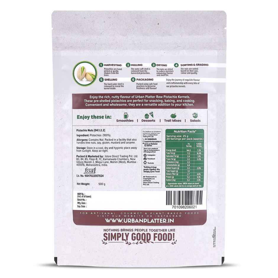 Urban Platter Whole Raw Shelled Pistachio Pista