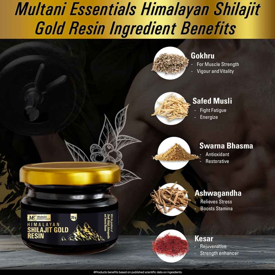 Multani Himalayan Shilajit Gold Resin | 70% + Fulvic Acid | Supports Strength & Stamina