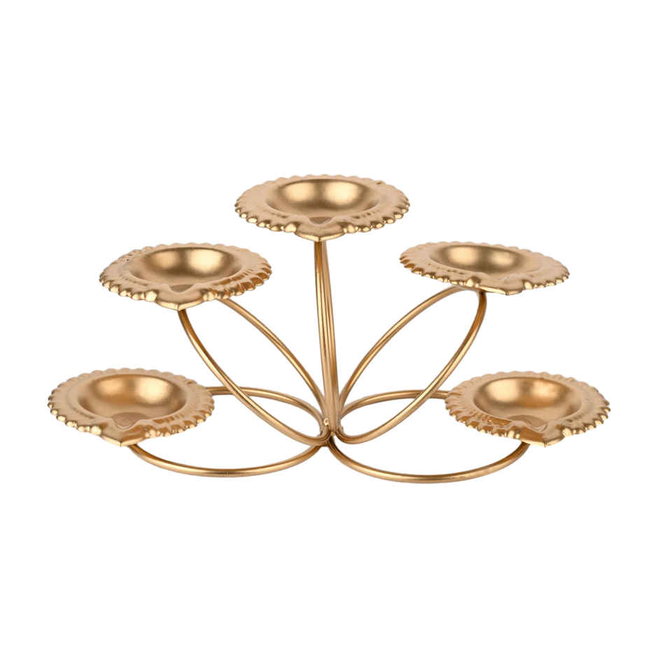 Tealight Candle Holder for Home Decor | Metal Diya | Gold | Urban Born