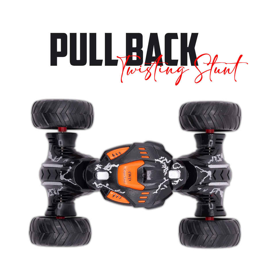 SEEDO No Battery Mechanical and Friction Power Pull Back Twisting Stunt | Black