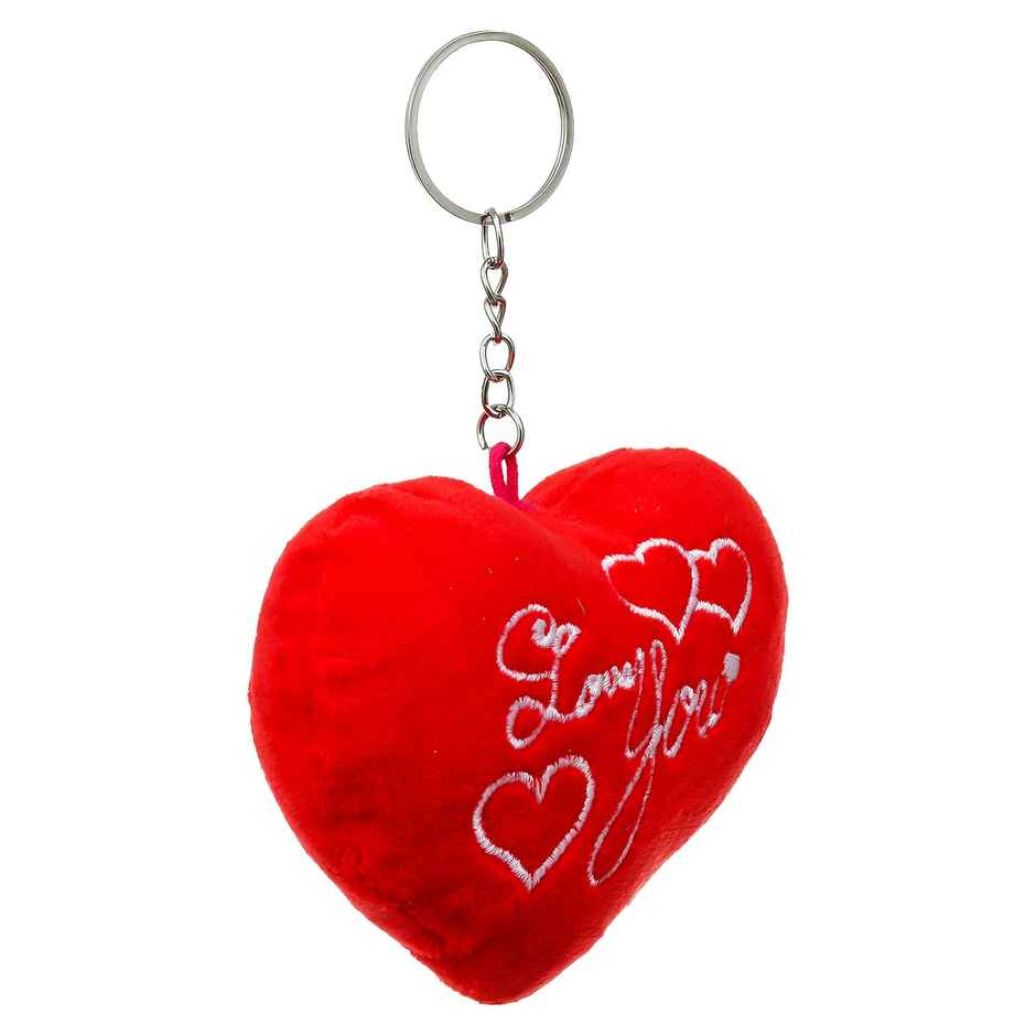 Heart Shape Love You Cushion Keychain | Red White | EcraftIndia