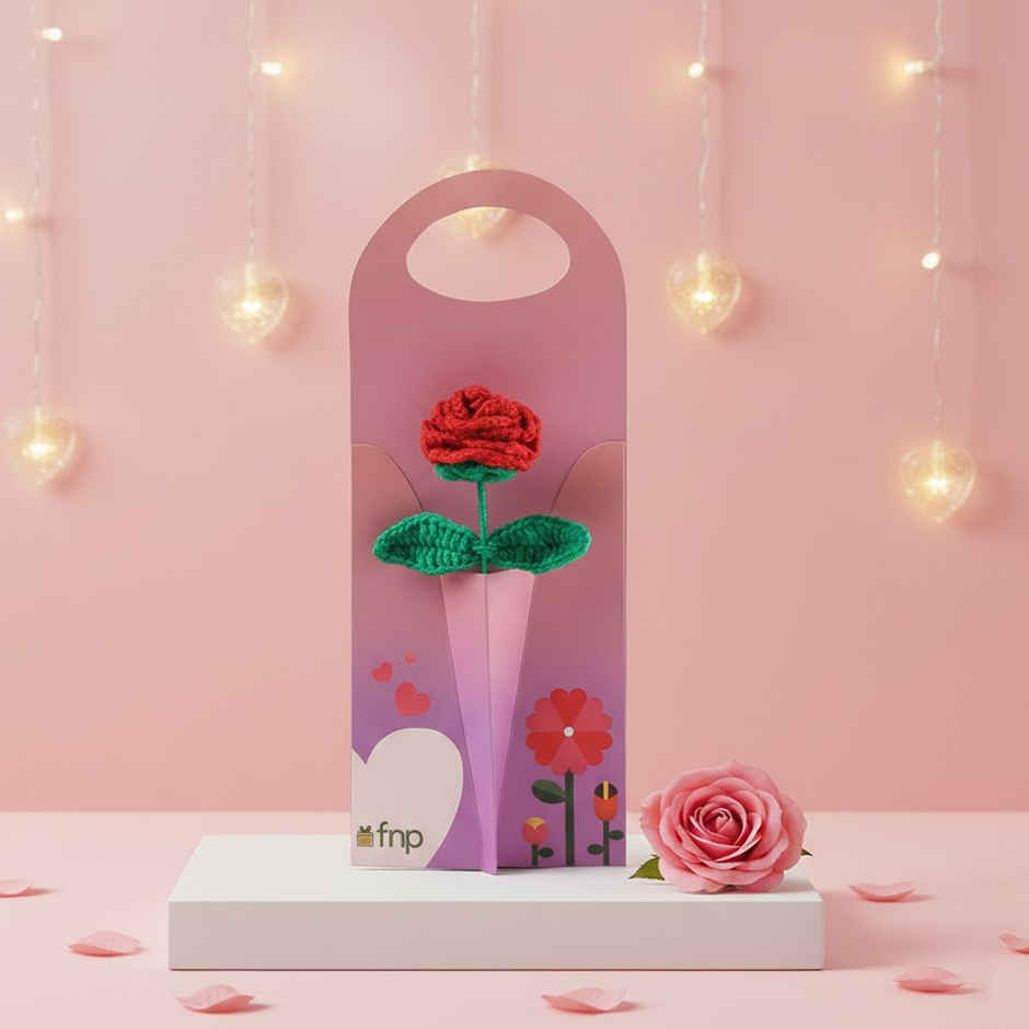 Forever Red Crochet Rose Artificial Flower | Ideal for Gifting | FNP