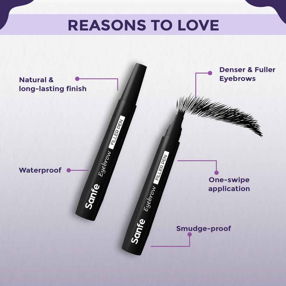 Sanfe Eyebrow Filler Pen Enhancer, Waterproof, Long-Lasting Finish For Denser Eyebrows - Black