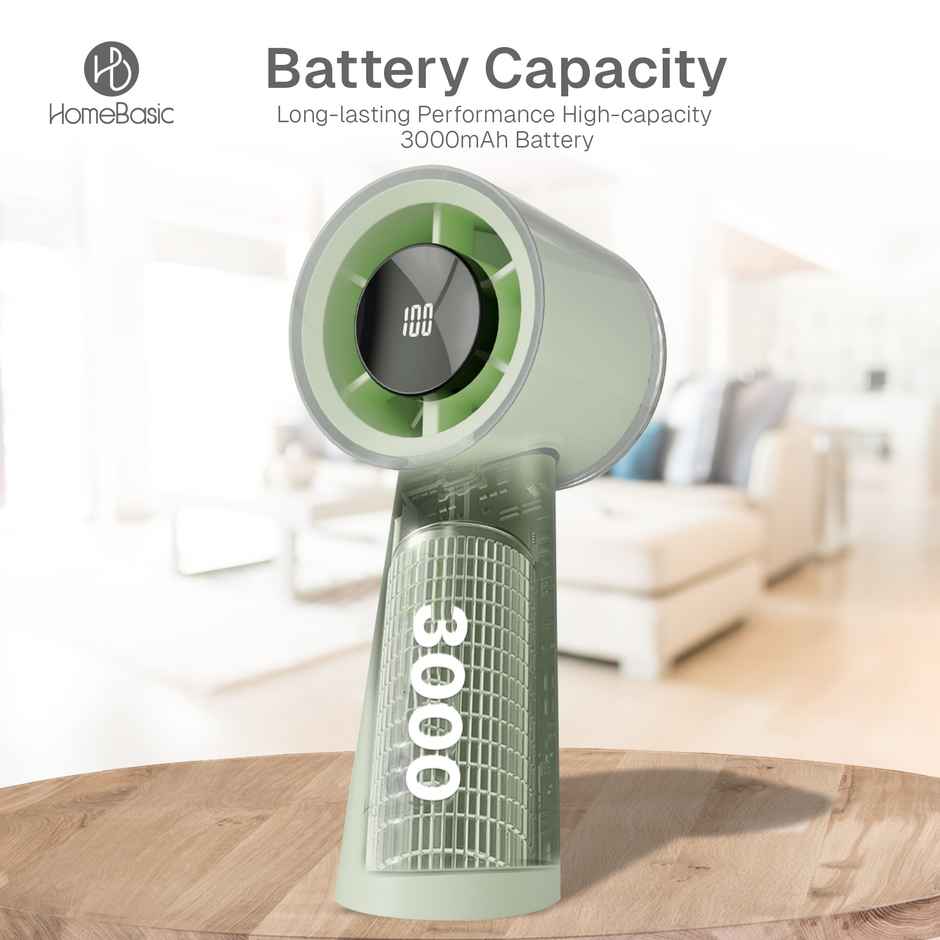 Homebasic Mini USB Portable Handheld Fan, 100-Speed Adjustable, Upto 10000 RPM, Green