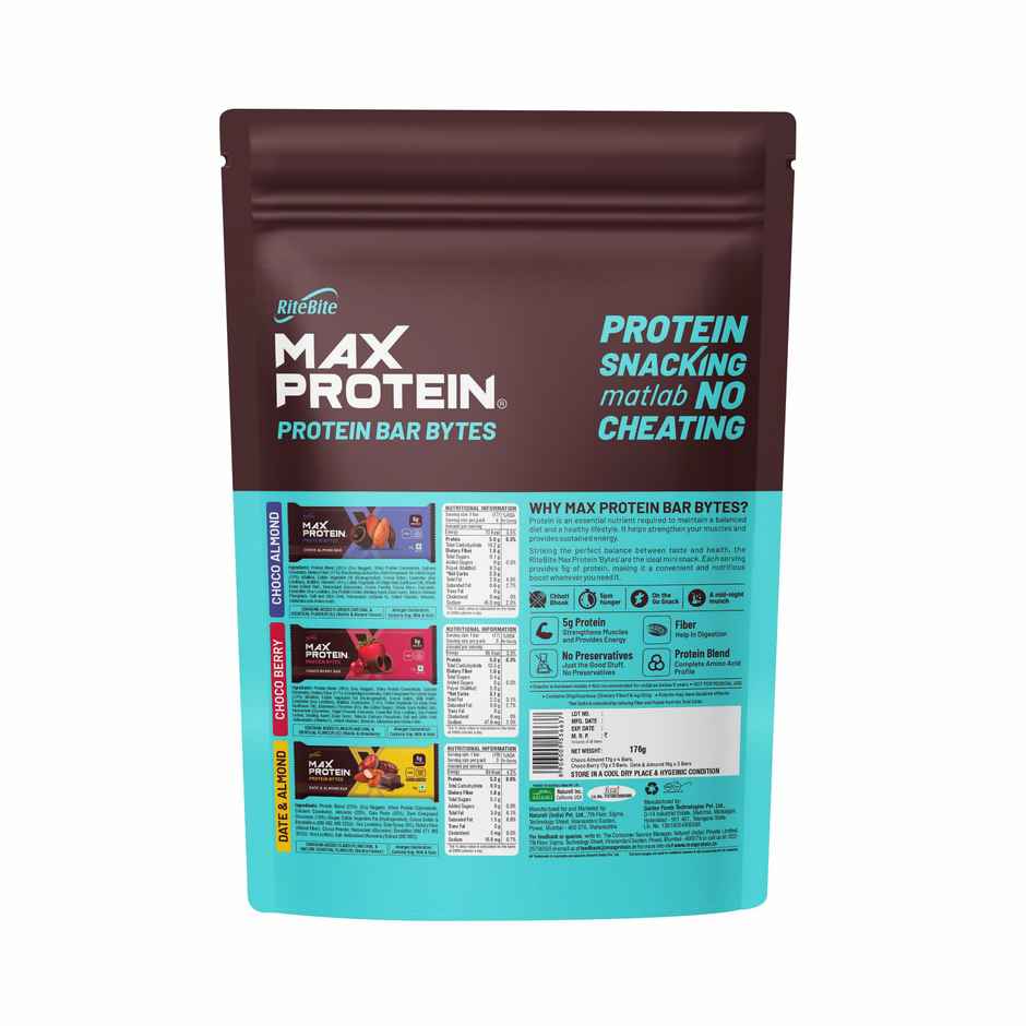 RiteBite Max Protein 5g Bytes Protein bar Assorted (Pack Of 10)