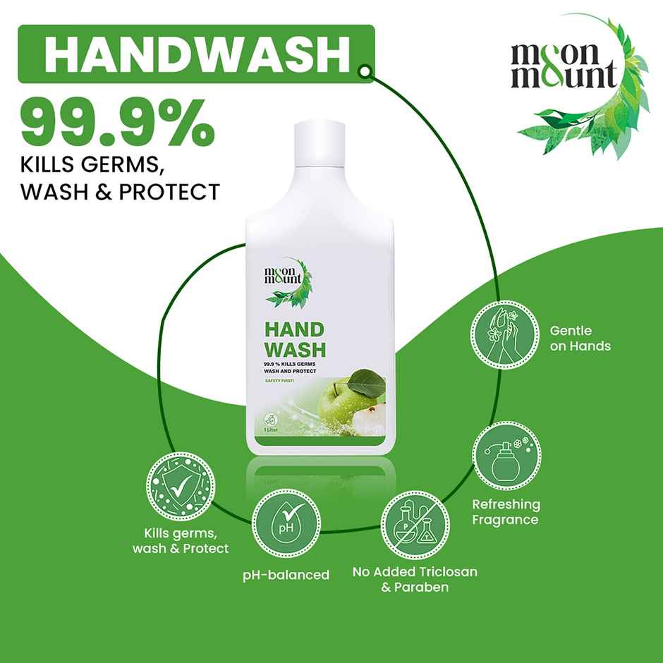 Moon And Mount Hand Wash Protection From Germs Hand Wash Liquids (Green Apple) 1 l