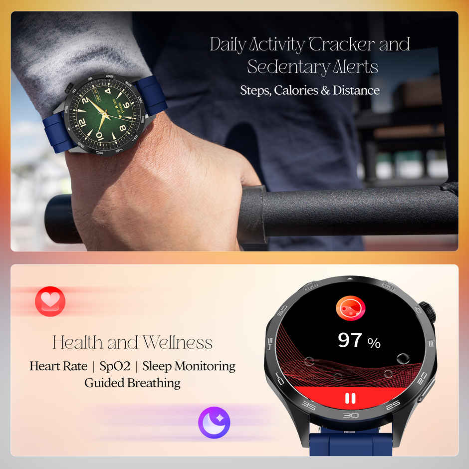 boAt Enigma Radiant Smartwatch | 1.43" AMOLED Display | Functional Crown - Deep Blue
