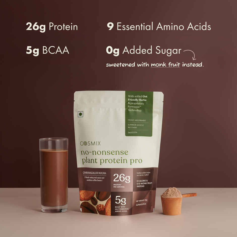 Cosmix No Nonsense Fermented Yeast Protein Pouch | Chikmagalur Mocha Coffee | 26 g Protein