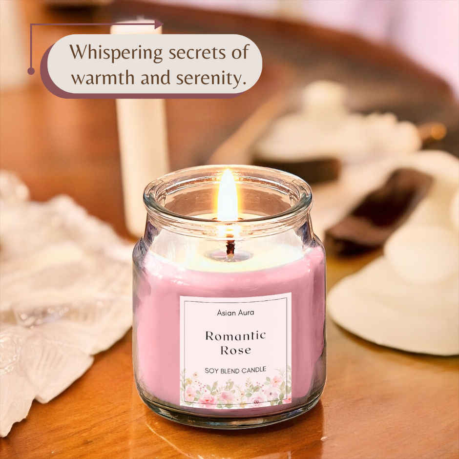 Scented Jar Candle | Romantic Rose | Fragranced 70G Wax | Asian Aura