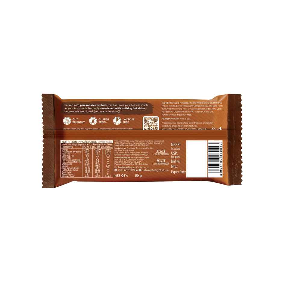 Pluckk Upnourish 15g Plant Protein | Cafe Mocha |No Added Sugar|No Added Preservatives|Good For Gut