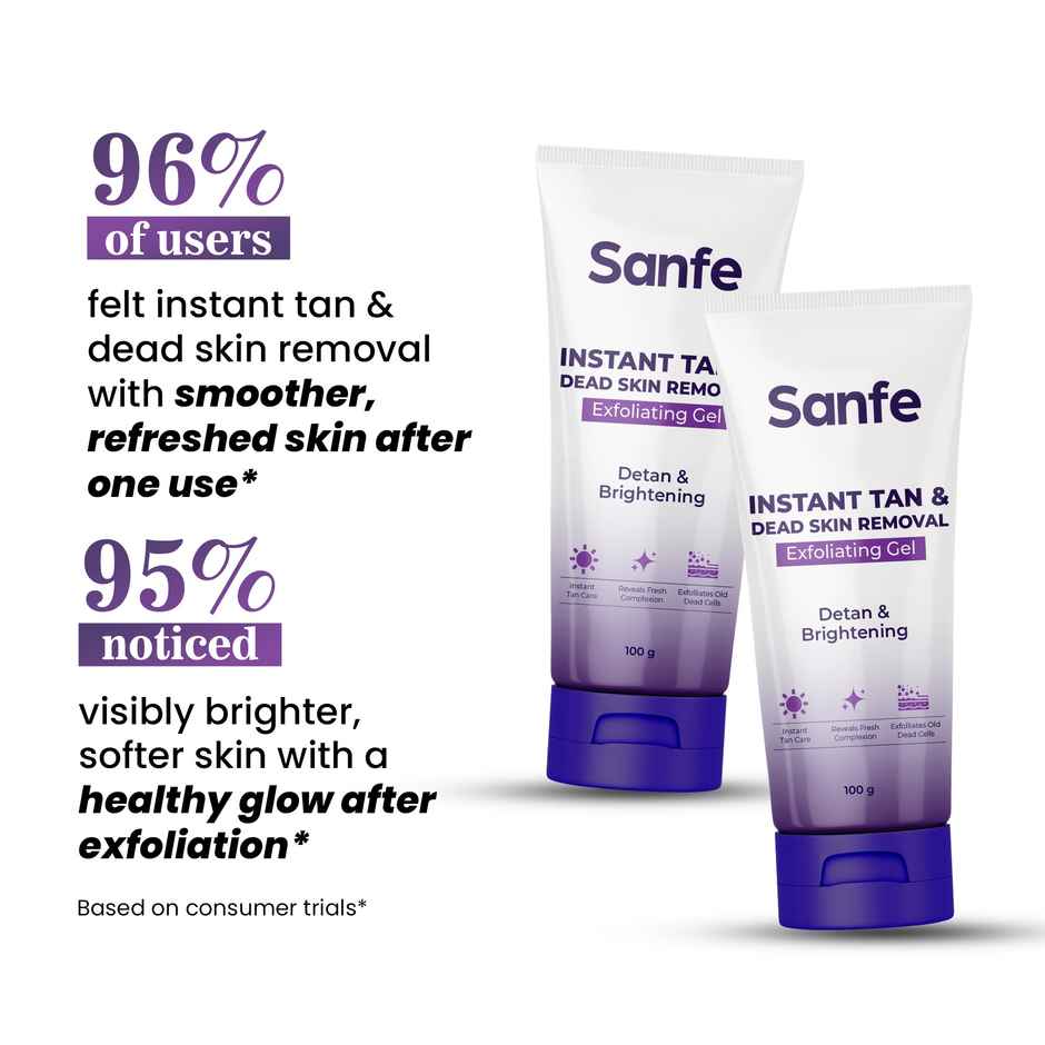 Sanfe Instant Tan & Dead Skin Removal Exfoliating Gel Smooth & Bright Skin Combo