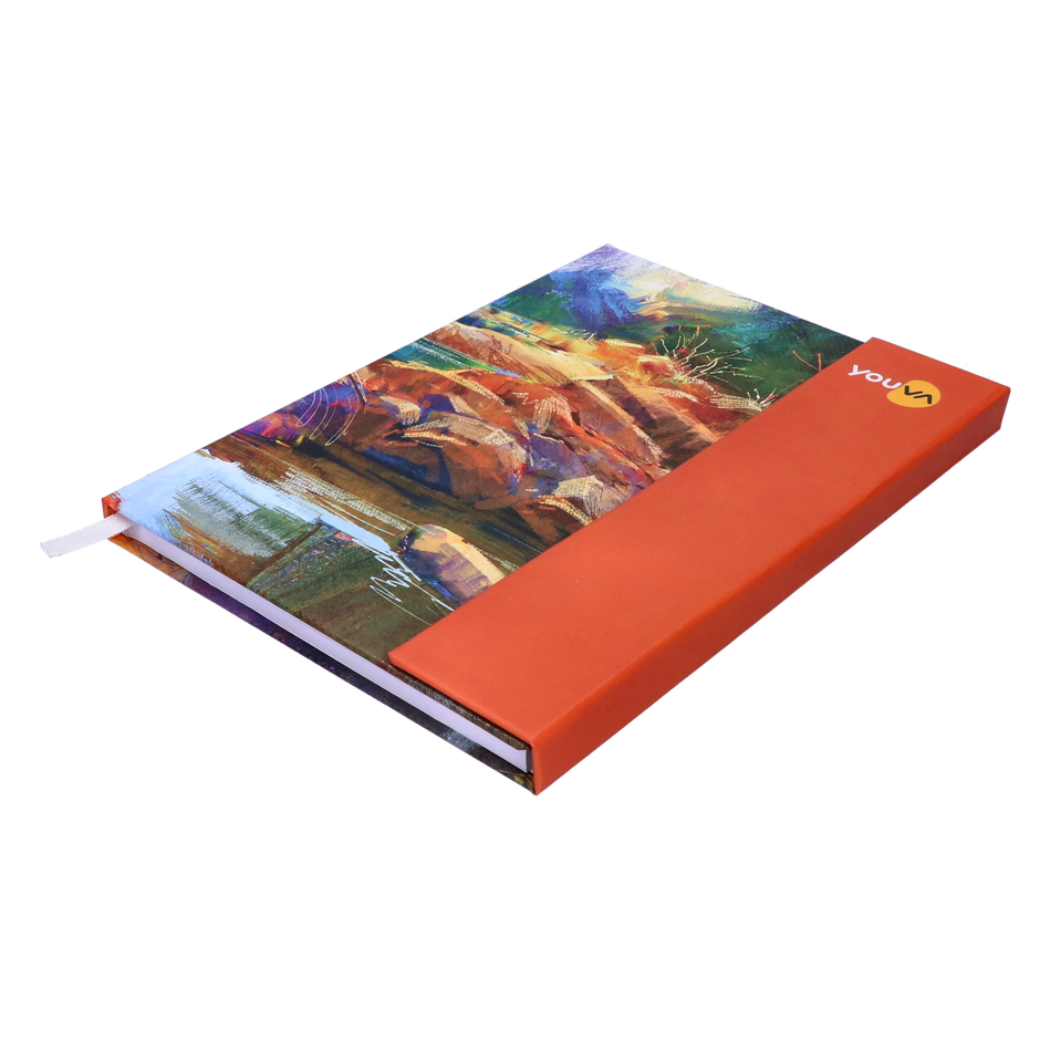 Navneet Youva Magnetic Single Line A5 Size Case Bound 192 Pages Notebook 14.8 x 21 cm - Assorted