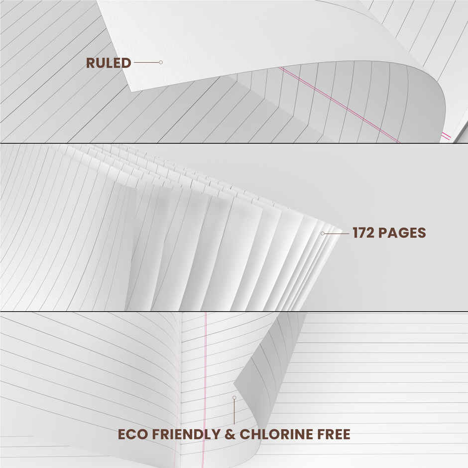 Classmate Notebook Single line (172 Pages, 24 x 18 cm, Assorted Designs)