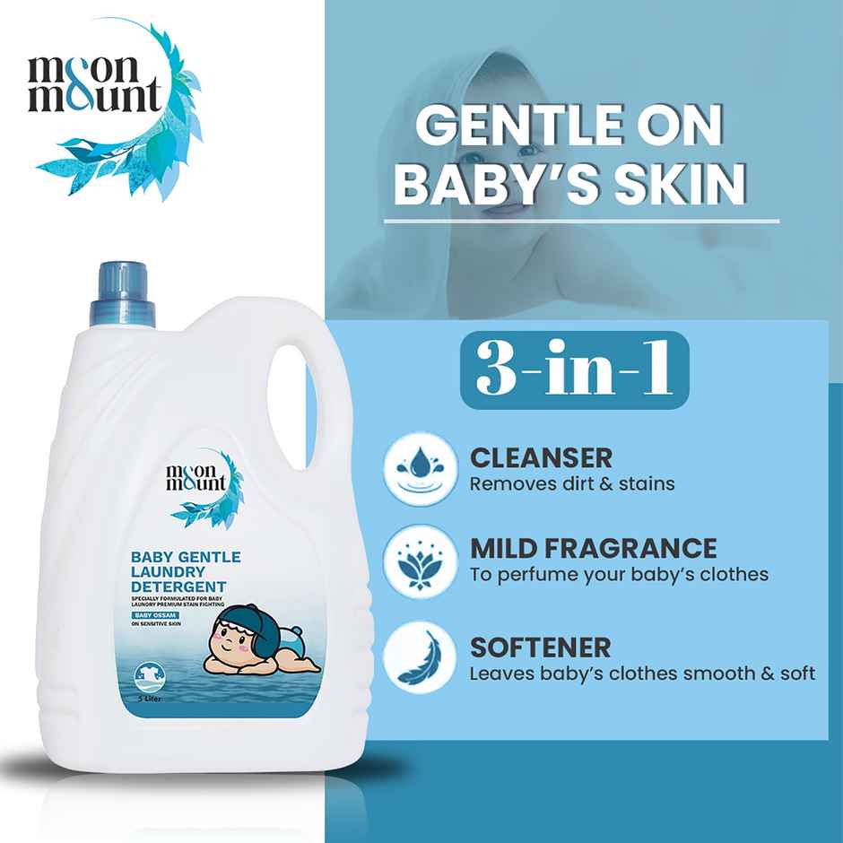 Moon And Mount Baby Laundry Liquid Detergent Washing Liquid For Baby Clothes Leaf Love (Ossam) 5 l