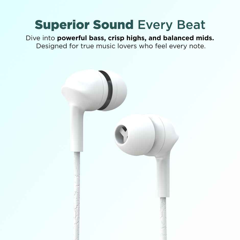 Aroma HF508 - 3.5mm Jack Clear Hi-Fi Sound, Deep Bass Wired Earphone | White