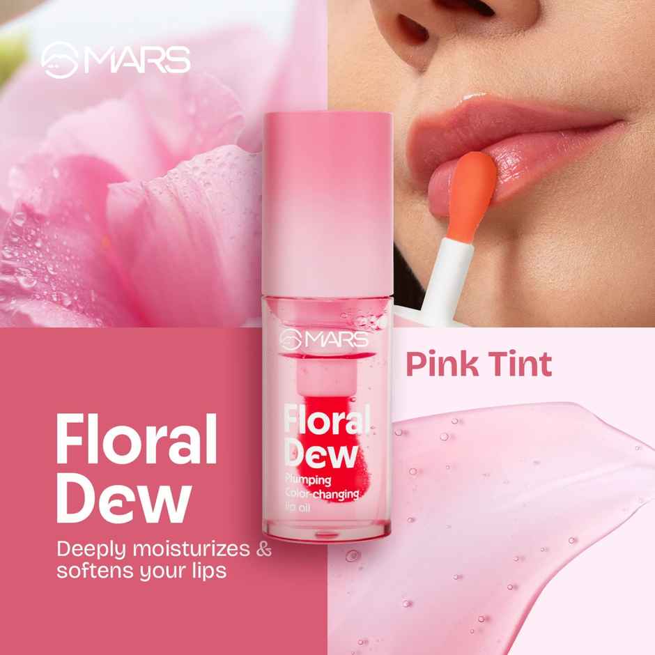 MARS Cosmetics Plumping Color Changing Lip Oil (4.8ml) (FLORAL DEW) With Fat Applicator