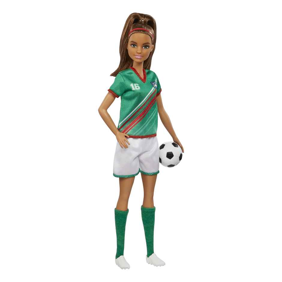 Barbie Soccer Doll - Brunette Ponytail|Colorful Uniform|Soccer Ball|Cleats|Tall Socks|Great Sports