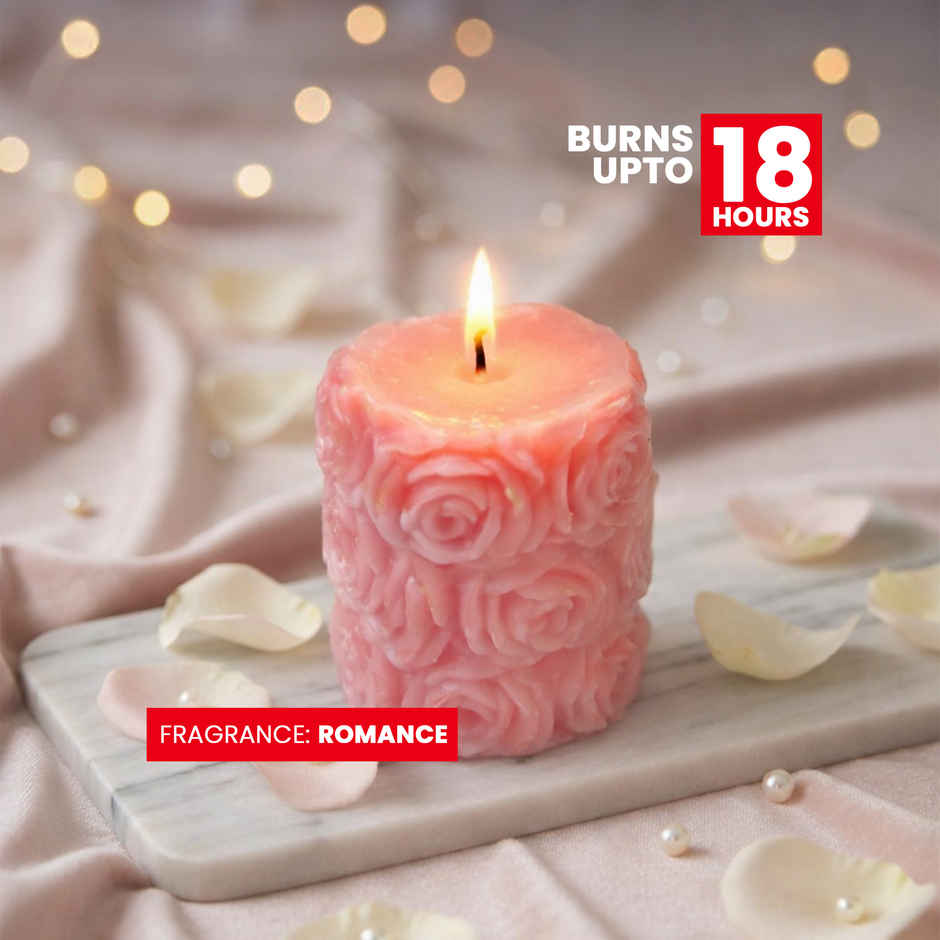 Whispering Rose Pillar Candle | Romance Fragrance | Burns up to 20 Hours | IRIS