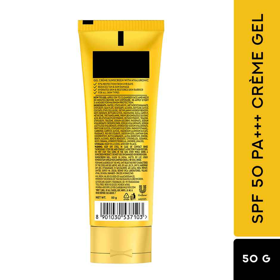 POND'S Sun Miracle SPF 50 PA+++ Creme Gel Sunscreen - Protect & Hydrate, With Hyaluronic Acid