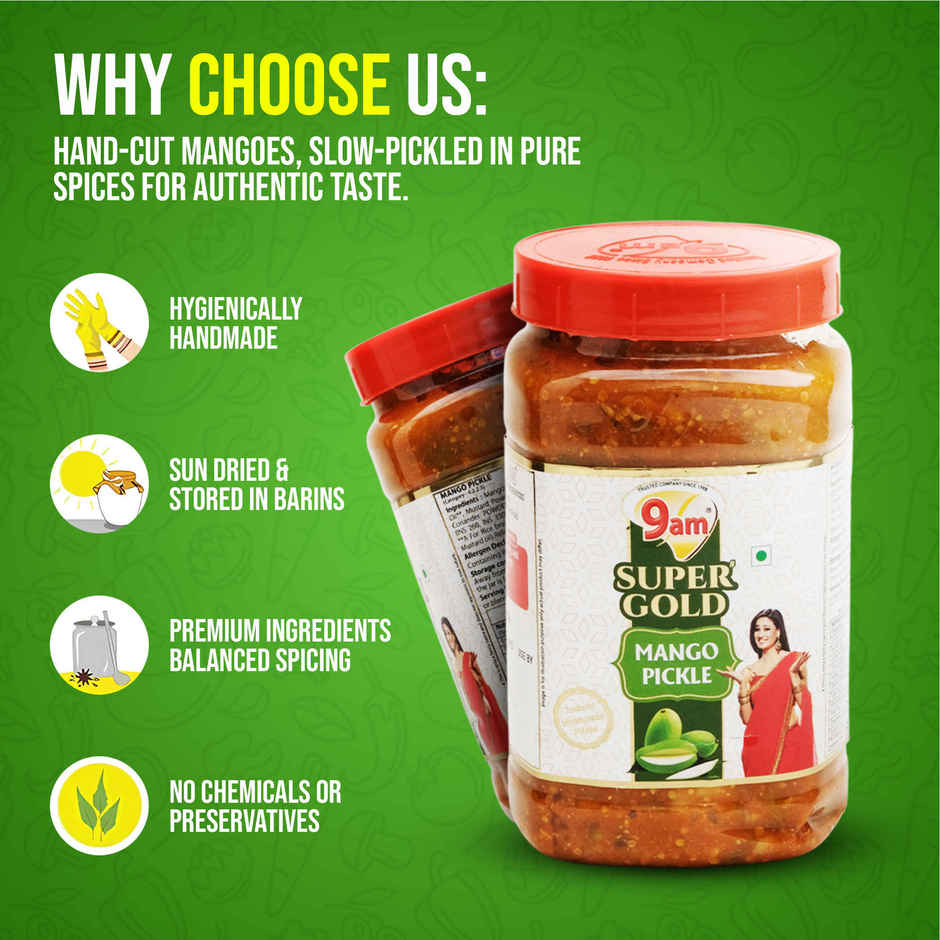 9am Super Gold Mango Pickle, Authentic Homemade Style Aam Ka Achaar
